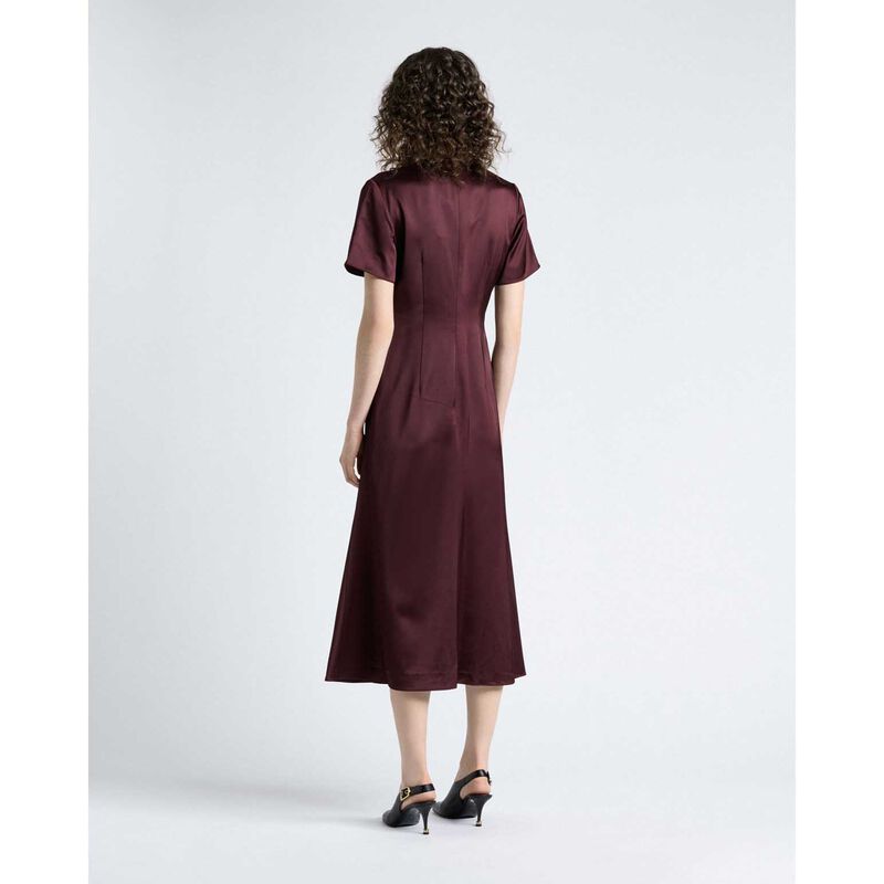 Cue Maroon Matte Satin Viscose Twist Midi Dress image number 1